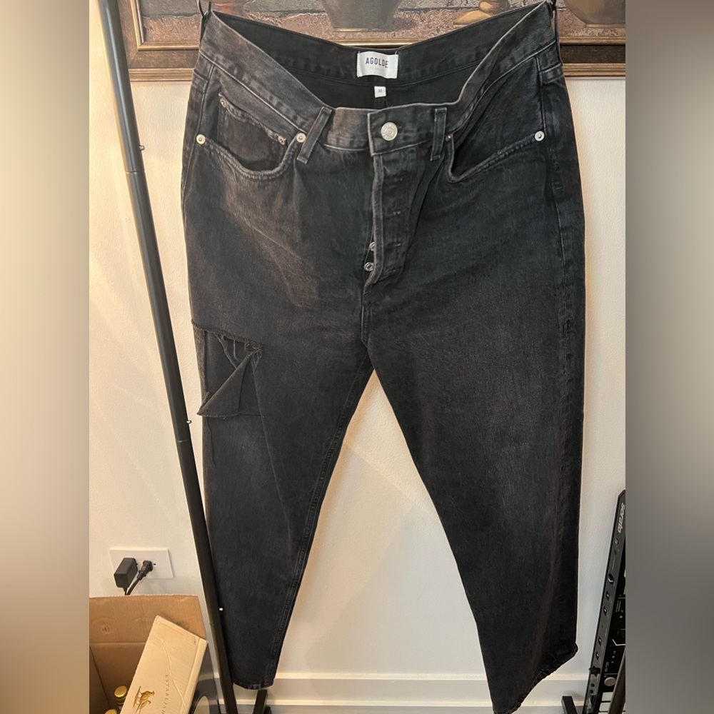 Agolde black jeans with rip